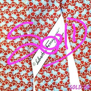 Salvatore Ferragamo Men's Red Blue Clover Silk Neck Tie Italy